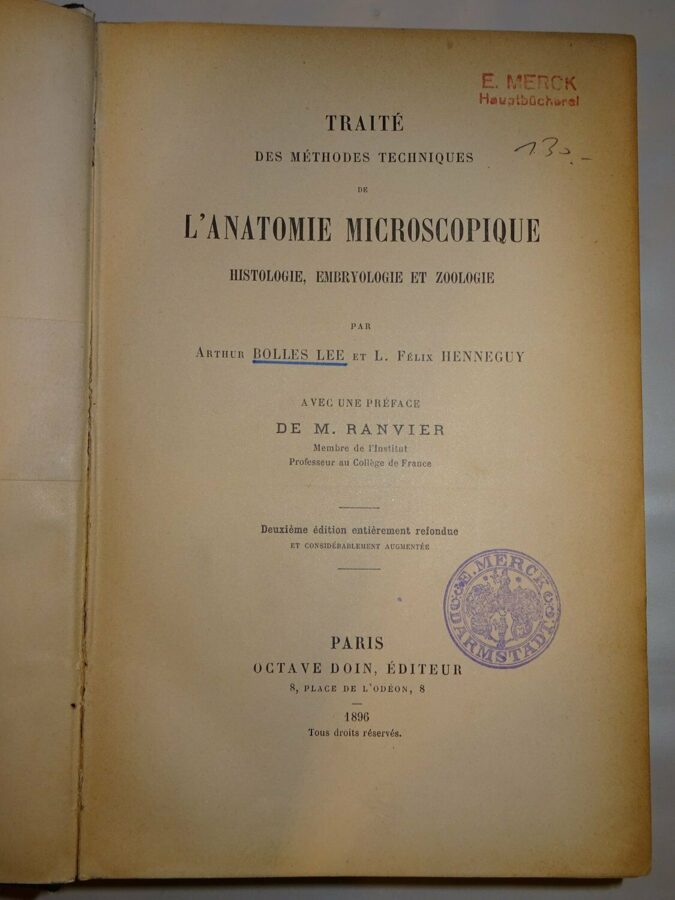 M. Ranvier: L´ANATOMIE MICROSCOPIQUE. Octave Doin. französisch 1896