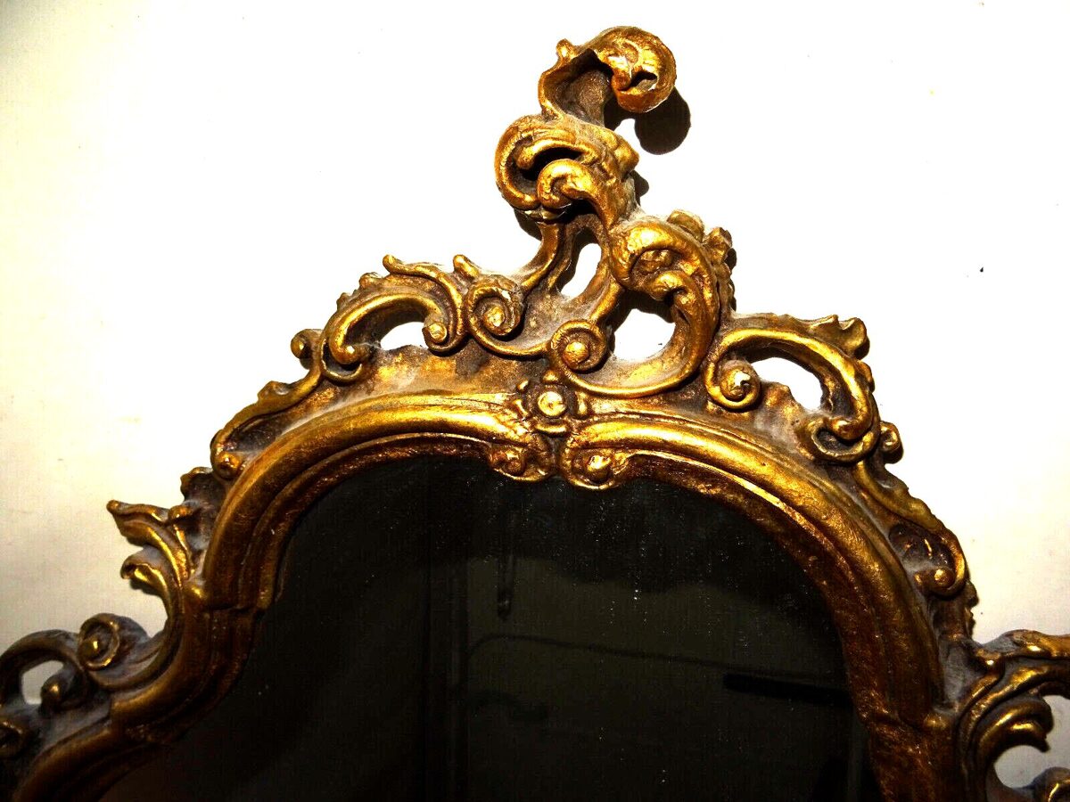 Barock Rokoko Spiegel Wandspiegel Goldrahmen Antik Mirror Pompös Holz 86x55cm