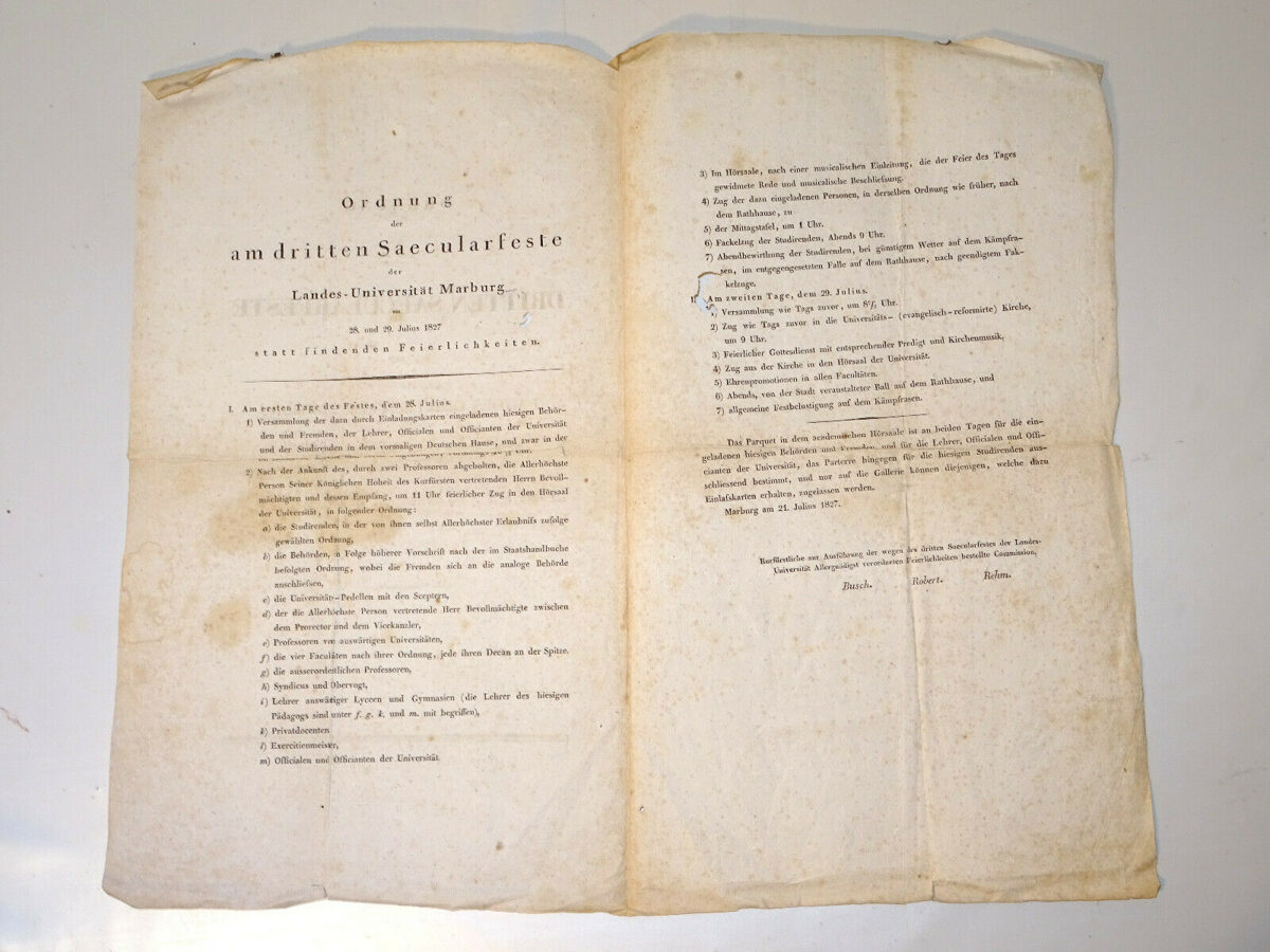 1830 Dokument Urkunde Adel Graf Hessen Landgraf Ordnung Saecularfeste