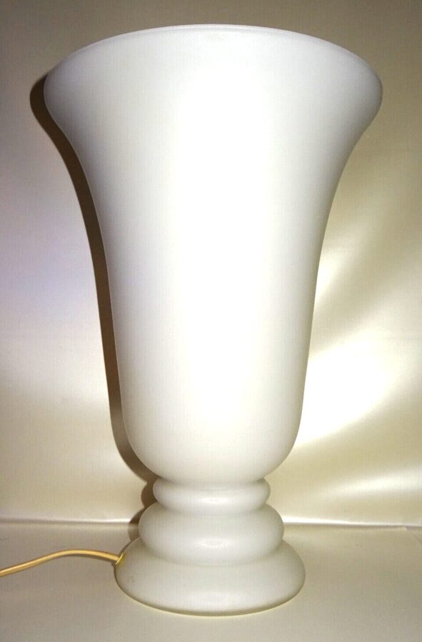 Vianne France Lampe Leuchte Desk Lamp Vintage 70s Tulpe Tulip Glas weiß H:39cm