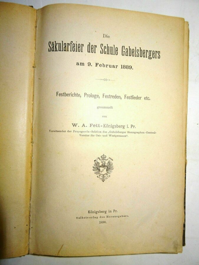 Fett: Die Säkularfeier der Schule Gabelsbergers am 9. Februar 1889