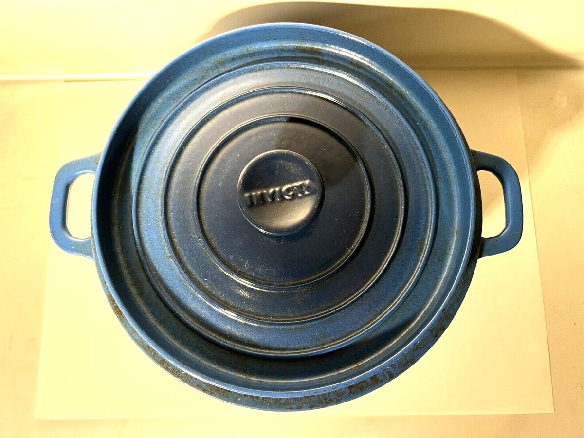 INVICTA France No.24 Gusseisen Topf Schmortopf Kochtopf Blau Vintage Gebraucht