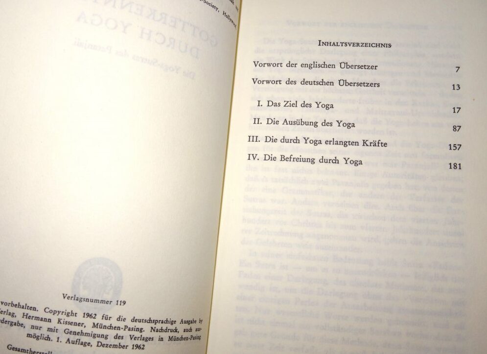 Hess: Gotterkenntnis durch Yoga. Aphorismen des Patanjali. Drei Eichen EA 1962
