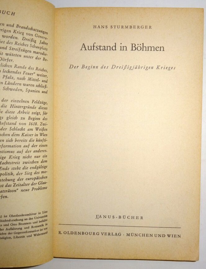 Sturmberger: Aufstand in Böhmen. Beginn des dreissigjährigen Krieges Janus 1959
