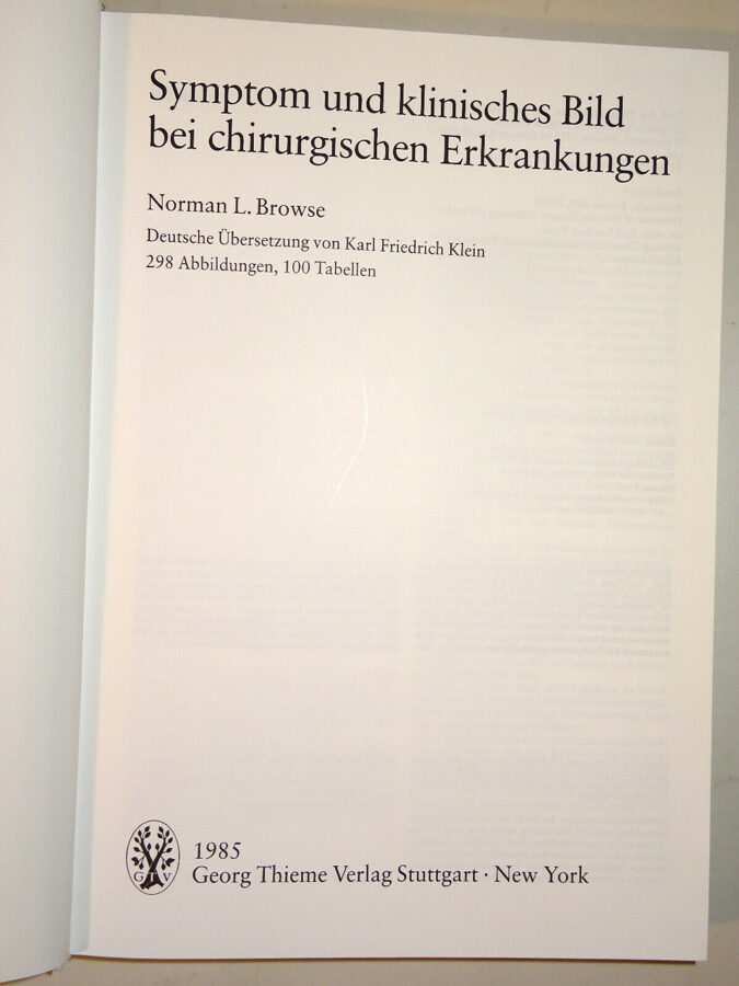 Browse: Symptom und klinisches Bild bei chirurgischen Erkrankungen. Thieme 1985