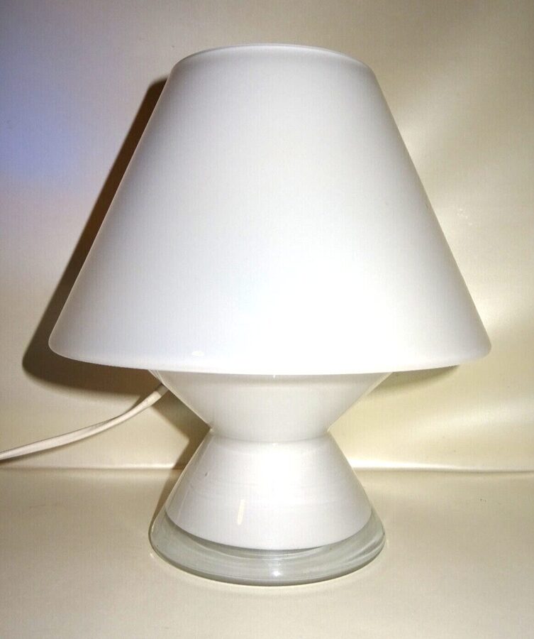 MURANO Glas Lampe Desk Lamp Mushroom Pilz Tischleuchte Design Vintage 70s H:25cm