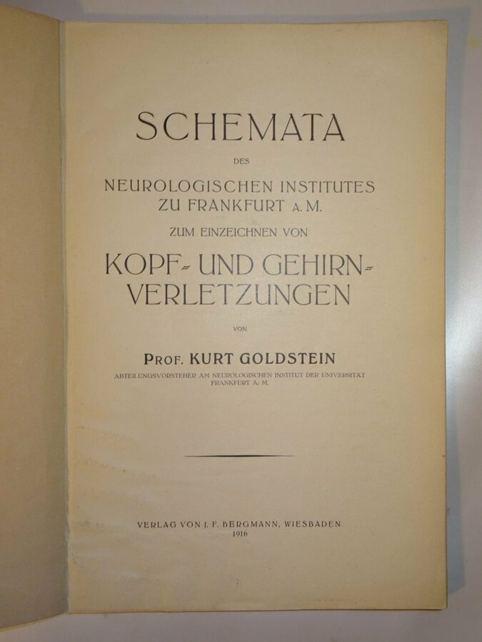 Goldstein: Schemata zum Einzeichnen von Kopf- und Gehirnverletzungen 1916