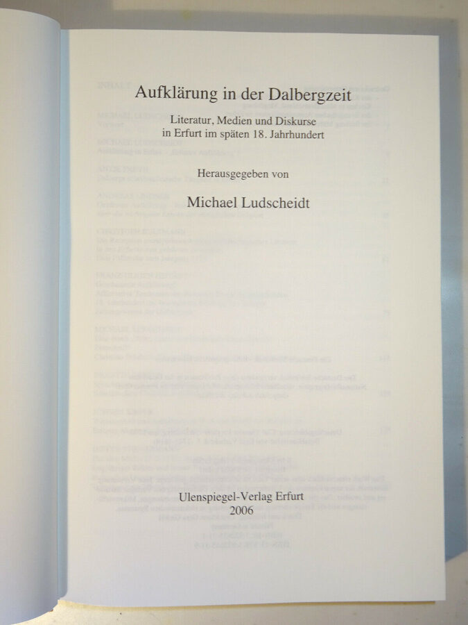 Ludscheidt: Aufklärung in der Dalbergzeit, Erfurt Literatur Medien Diskurse 18.j