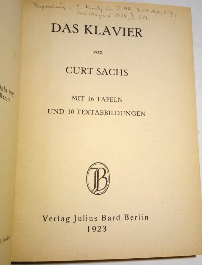 Instrumentenkunde 4in1 Sachs Pestalozzi Schubert Albertina 1922-1951 Handeinband