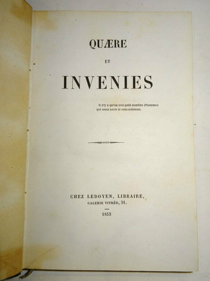 Goupy: QUAERE ET INVENIES. Chez Ledoyen, Libraire, französisch Halbleder 1853