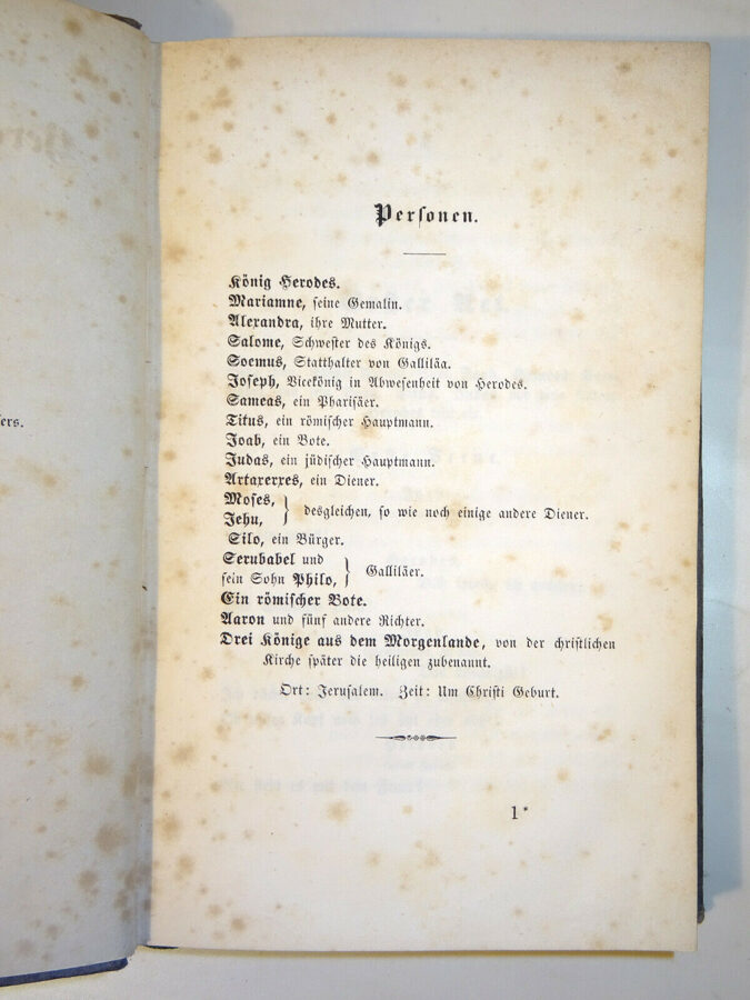 Hebbel: Herodes und Mariamne. Eine Tragödie in fünf Acten. Carl Gerold 1850