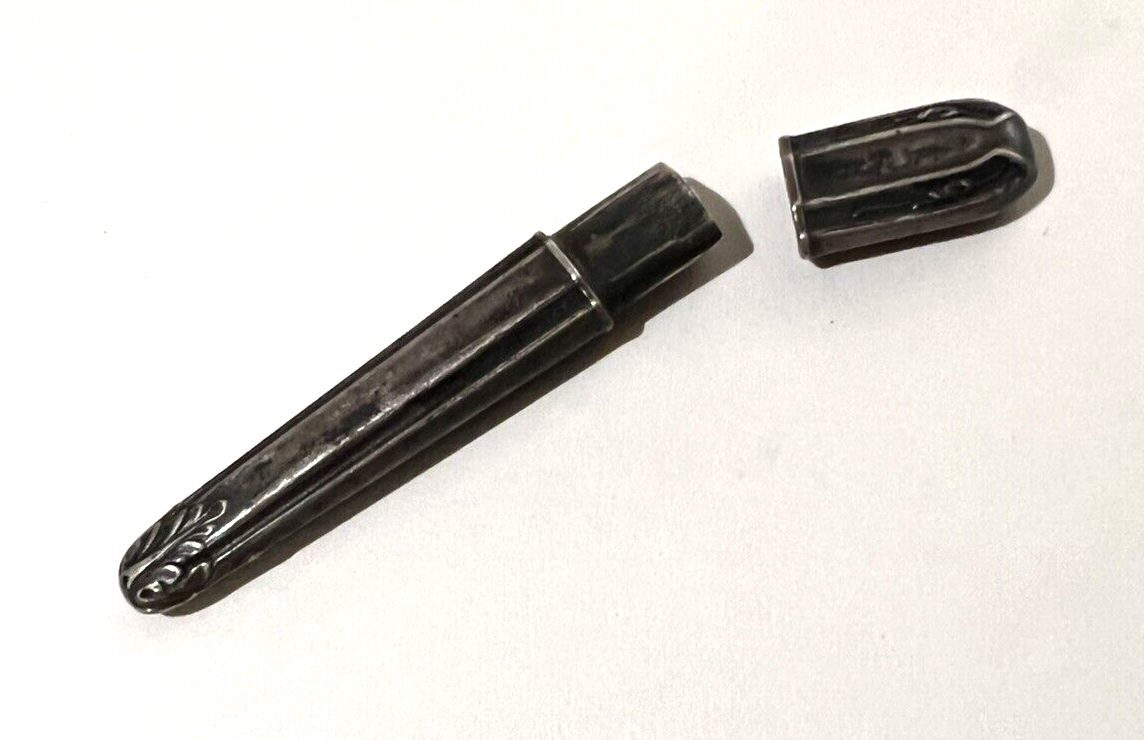Antik Nadelköcher Nadel-Etui, wohl Silber ohne Punze, um 1890 Behälter Nadeln