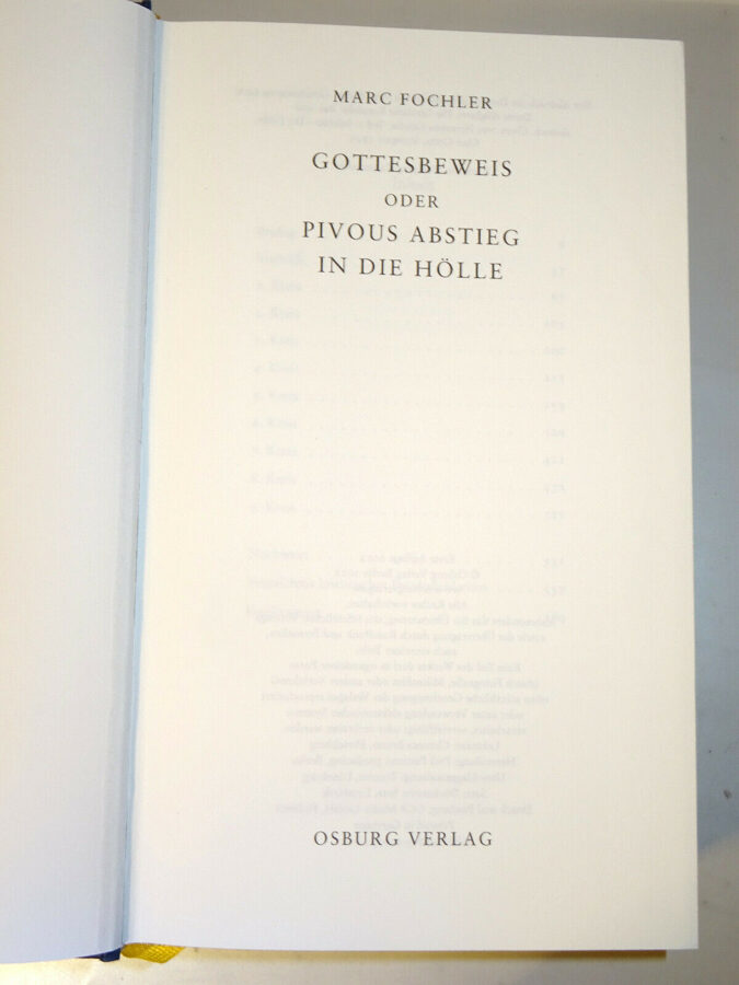 Fochler: Gottesbeweis oder Pivous Abstieg in die Hölle. Osburg-Verlag 2012