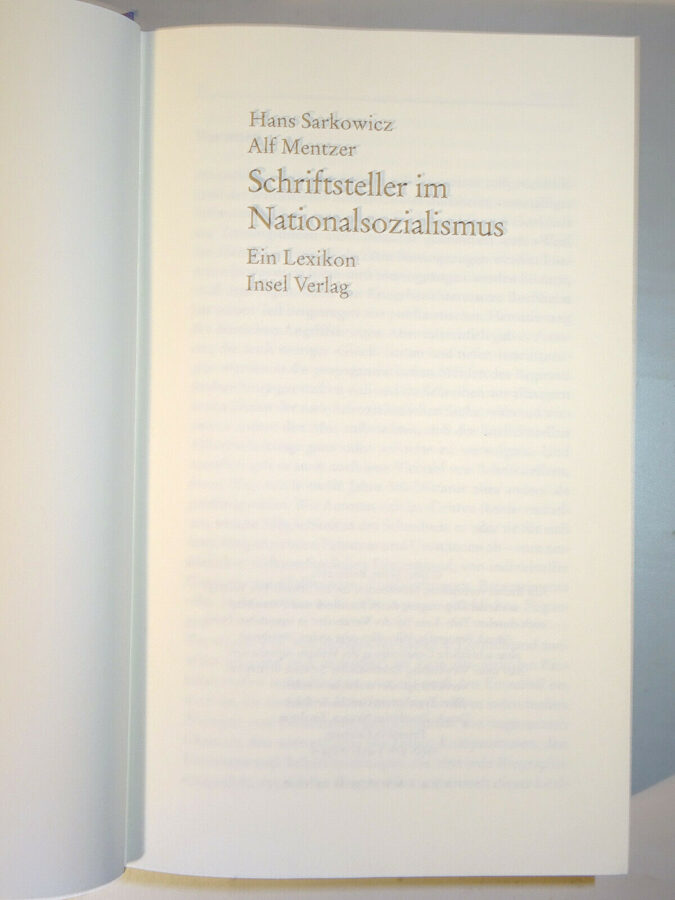 Hans Sarkowicz & Alf Mentzer: Schriftsteller im Nationalsozialismus Lexikon 2011