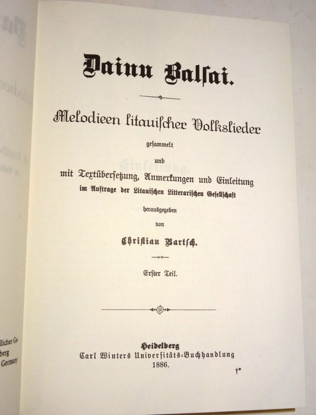 Christian Bartsch: Dainu Balsai. Melodieen Litauischer Volkslieder. 1972