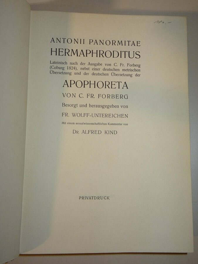Antonii Panormitae Hermaphroditus – Lateinisch nach der Ausgabe von C.Fr.Forberg