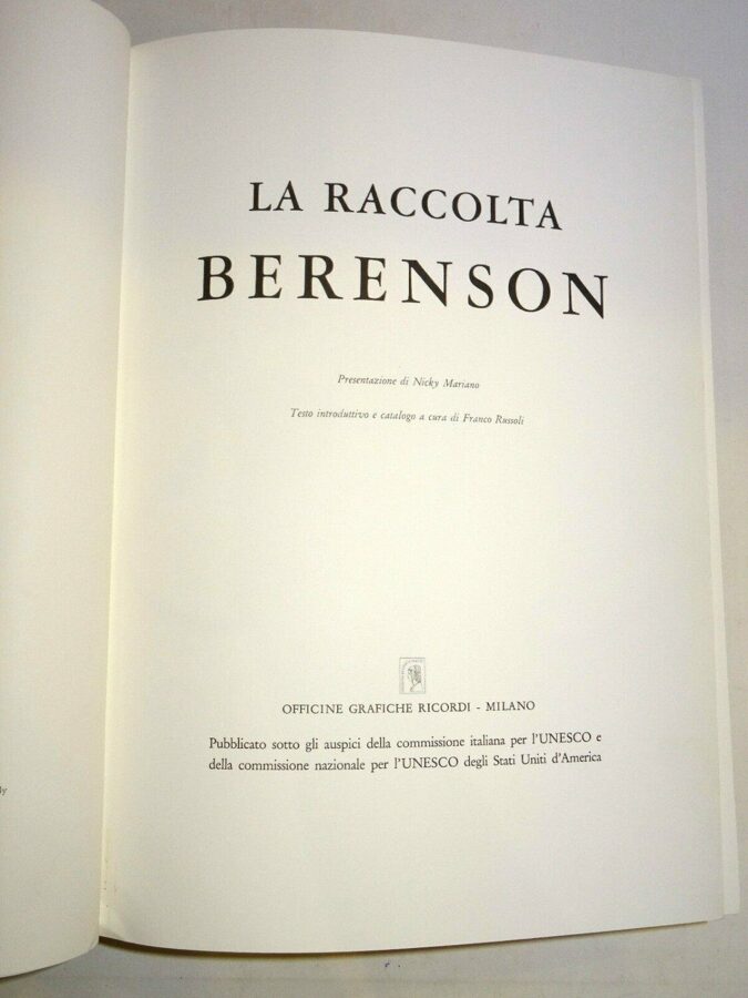 Mariano / Russoli: LA RACCOLTA BERENSON. Officine Grafiche Ricordi, Milano 1962.