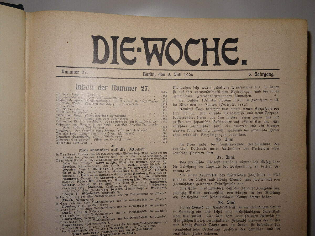 Die Woche 1904 kompletter 6.Jahrgang Nr.1-52 in 2 Bänden gebunden