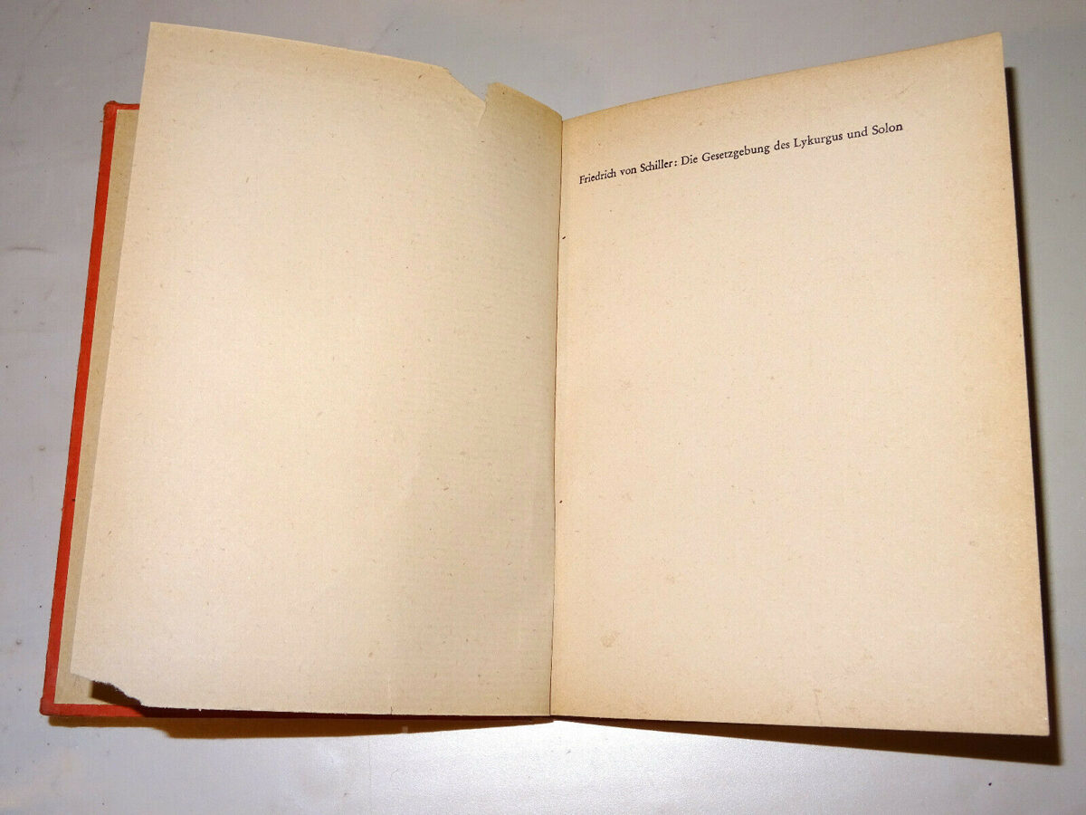 Schiller: Die Gesetzgebung des Lykurgus und Solon Limes-Verlag 1.Auflage 1945