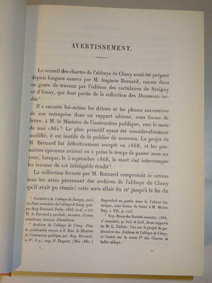 Bruel: RECUEIL DES CHARTES DE L´ABBAYE DE CLUNY, Tome I. Nachdruck 1876-1974