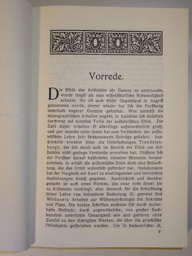 Dr. Michael Wittmann: Die Ethik des Aristoteles. Nachdruck Minerva 1920-1983