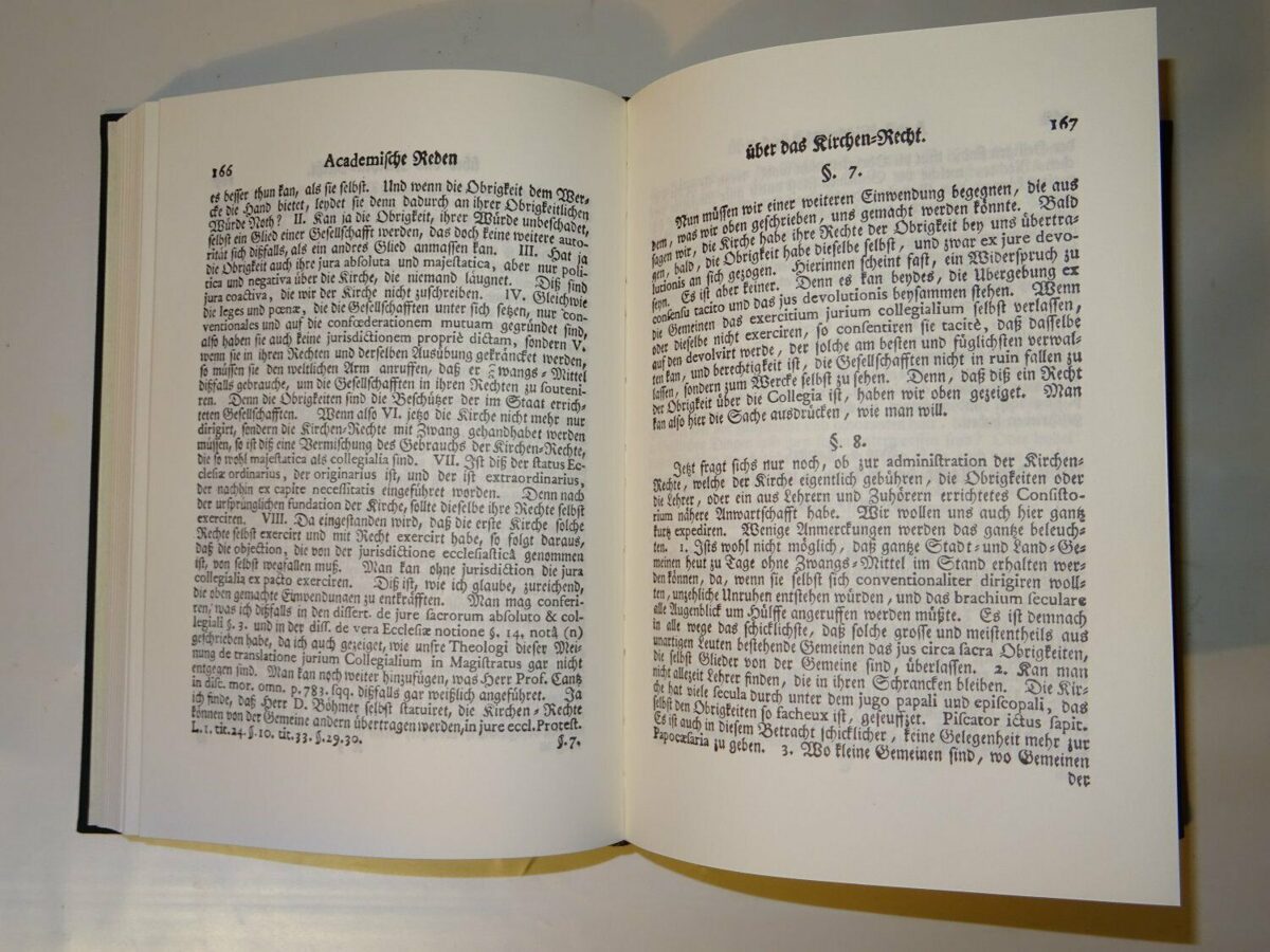 Pfaffen: Academische Reden über das Kirchen-Recht. Nachdruck Minerva 1742-1963