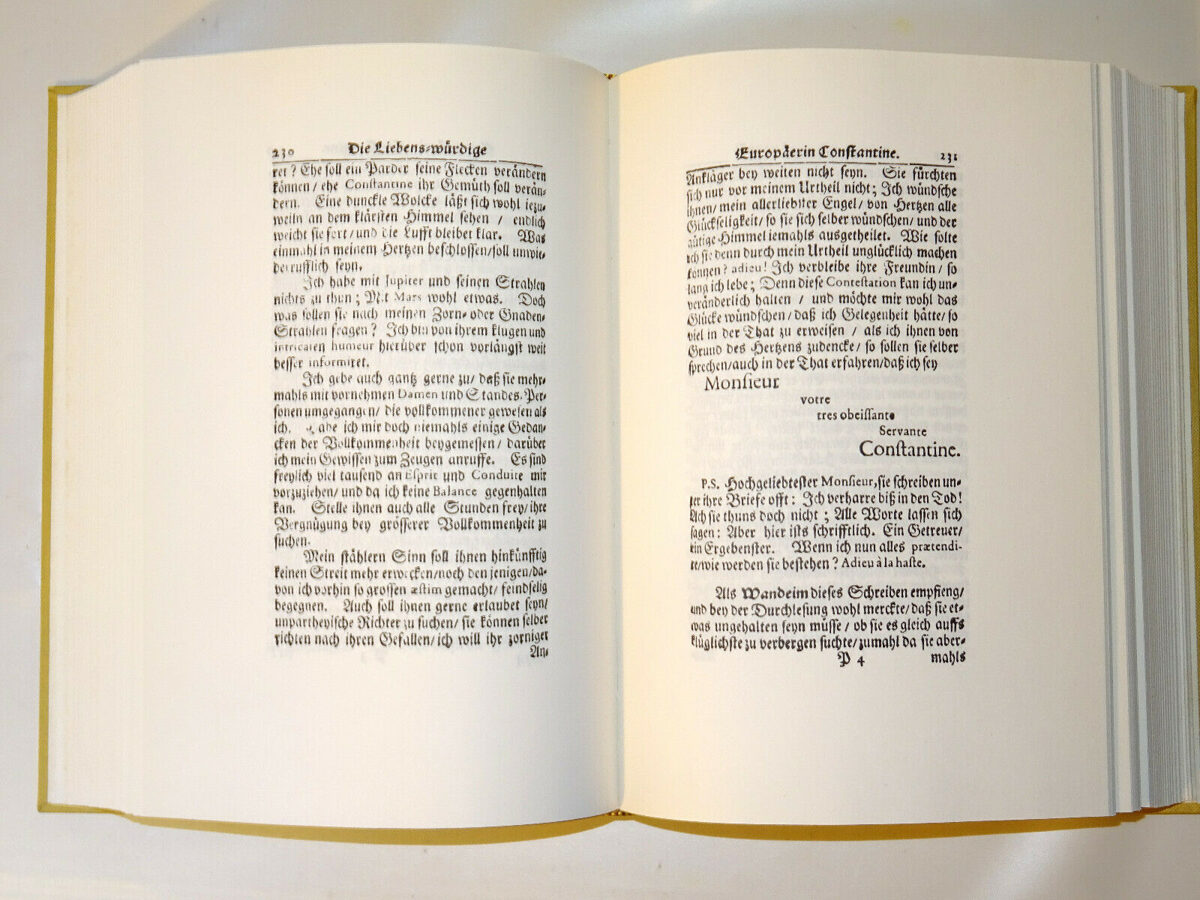 Bohse: Die Liebenswürdige Europäerin Constantine. Minerva Nachdruck 1698-1970