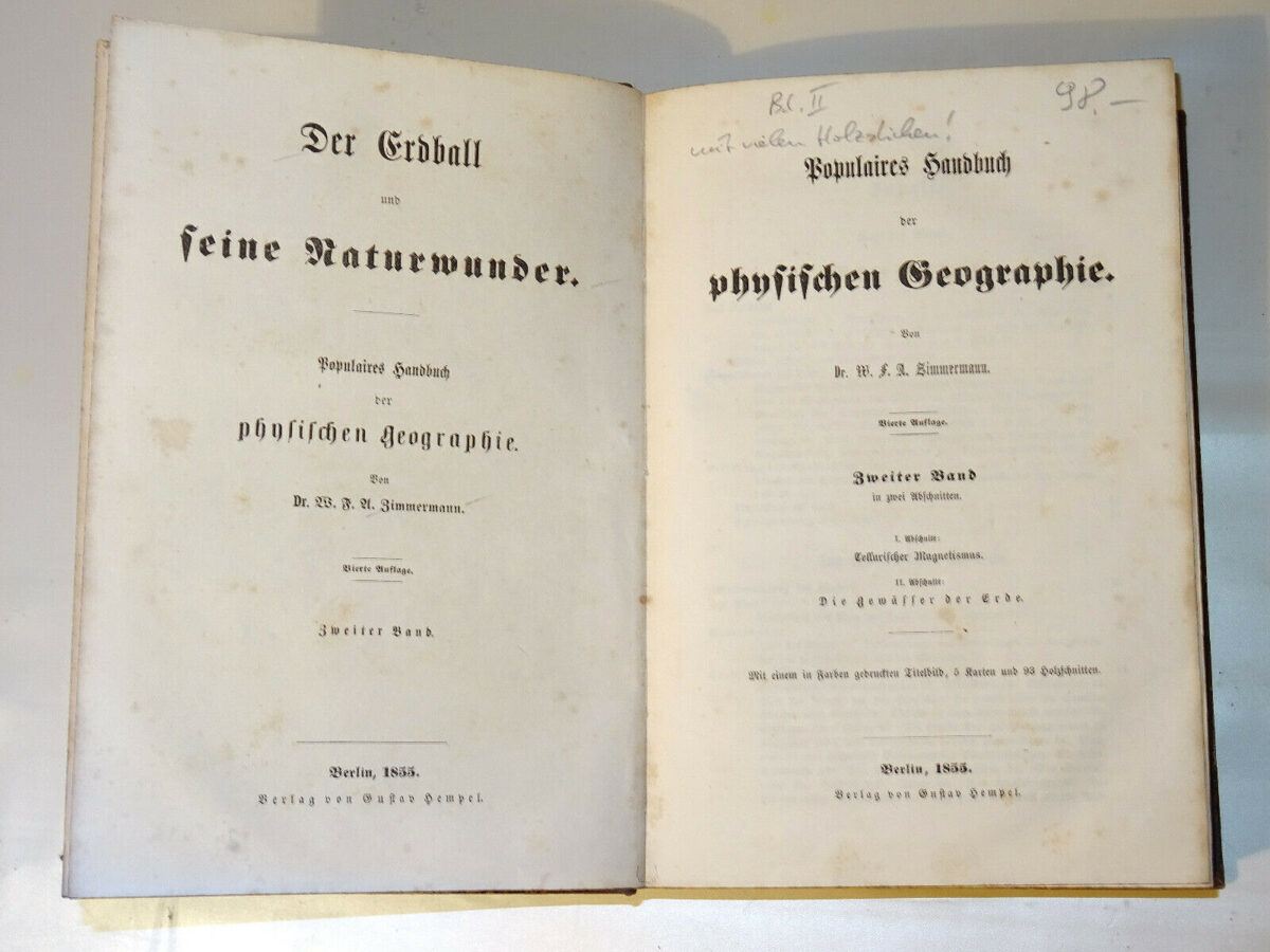 Zimmermann: Populaires Handbuch der physischen Geographie. 2.Band, Hempel, 1855