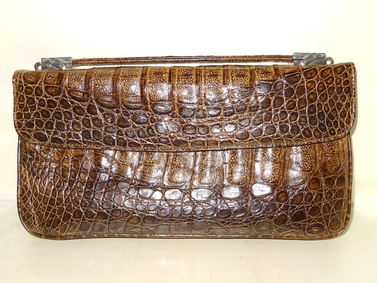 IRV Damen Tasche Vintage Braun Clutch Retro mit separatem Riemen Top-Zustand