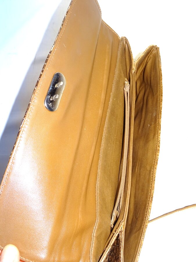 IRV Damen Tasche Vintage Braun Clutch Retro mit separatem Riemen Top-Zustand