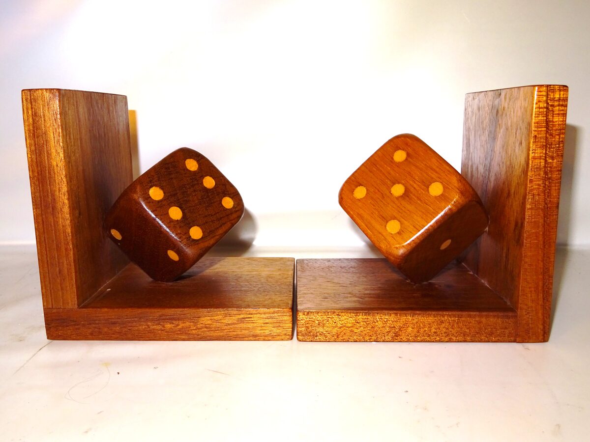 Buchstützen Buchhalter Book Stand Würfel Cube Art Deco Holz Vintage
