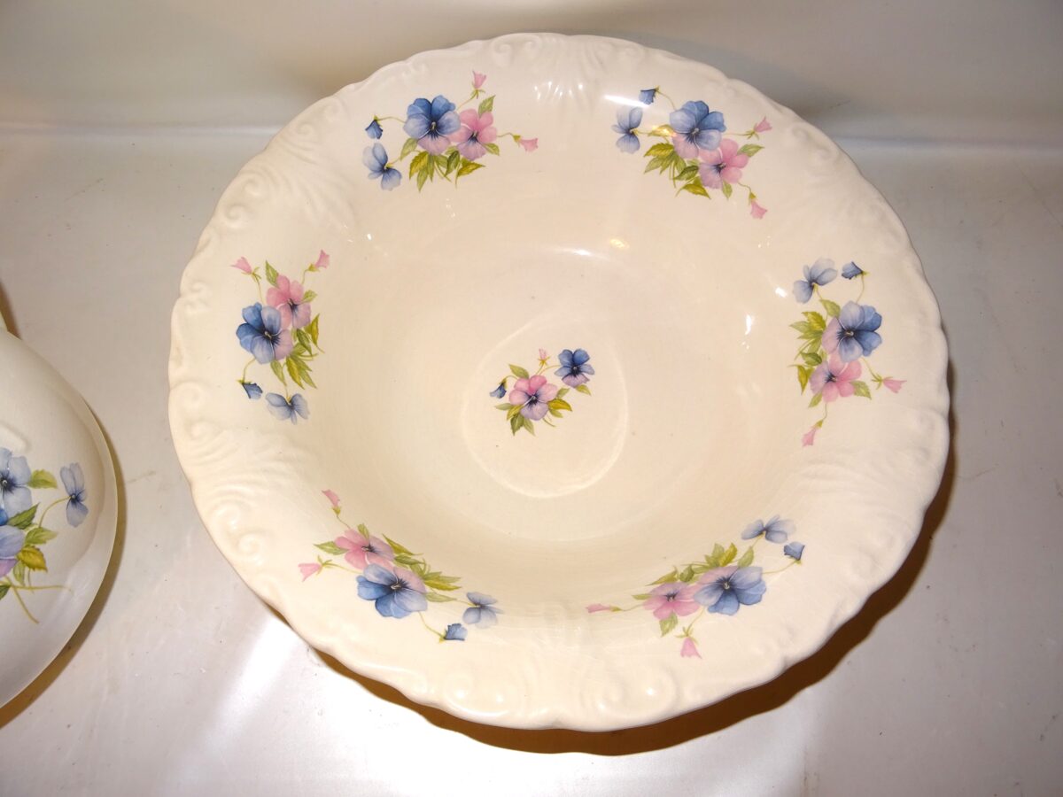Ironstone England Waschschüssel mit Krug Blumenmuster krakeliert Vintage 