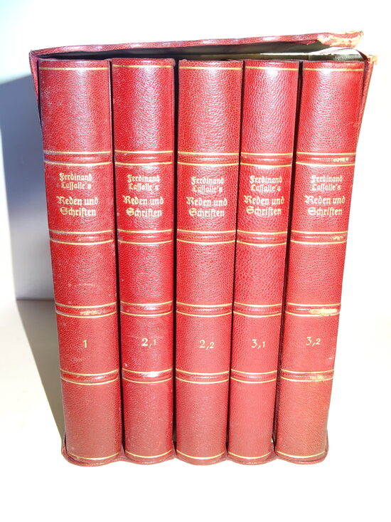 Ferdinand Lassalle´s Reden und Schriften, Gesamt-Ausgabe in 5 Bänden, Handeinband Leder