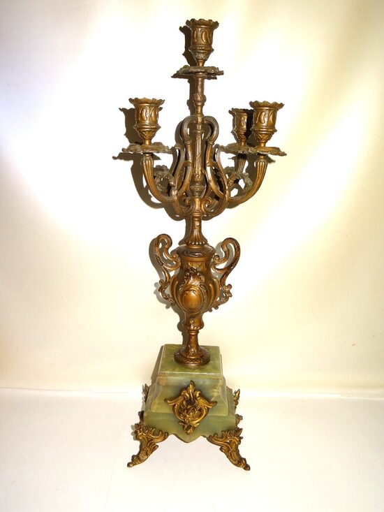 Antiker Kerzenhalter um 1900 massiv Onyx Kerzenständer 63cm Historismus Leuchter