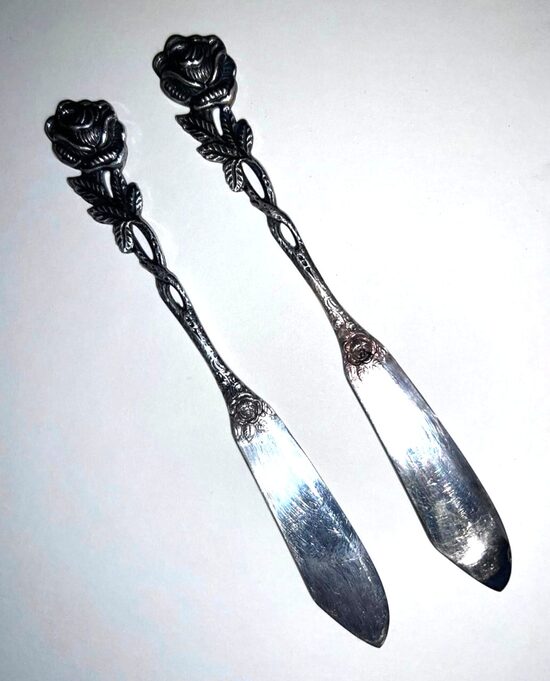 2x Hildesheimer Rose 800 Silber Messer Käsemesser Buttermesser 13cm 35g