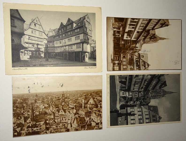 4xAk Postkarte Frankfurt a.M. Ansichtskarte antik Rossmarkt Römer Saalgasse