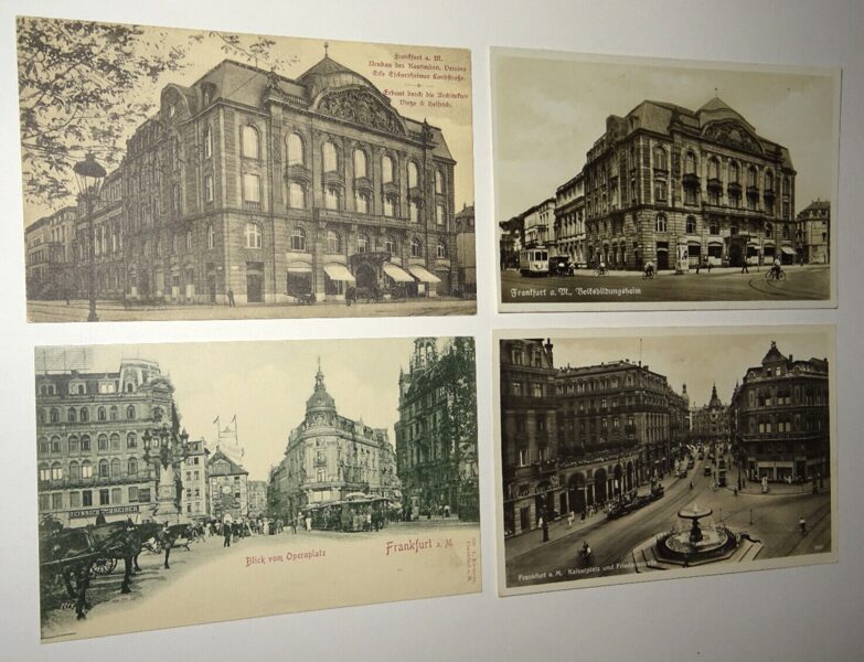 4xAk Postkarte Frankfurt a.M. Ansichtskarte antik Kaiserplatz Opernplatz
