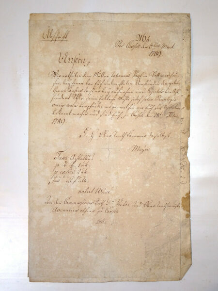 1789 Dokument Urkunde, Handschrift Adel Graf Hessen Landgraf Wilhelm? Isenburg?