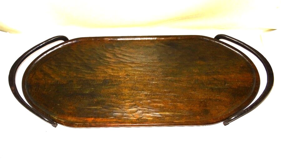 Großes Serviertablett Handarbeit Holz Eisen 79x32cm Vintage Tablett