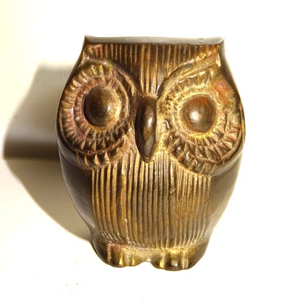 Kleine Messing Eule Retro Vintage Brass Owl 60s 70s Deko H:6,5cm.