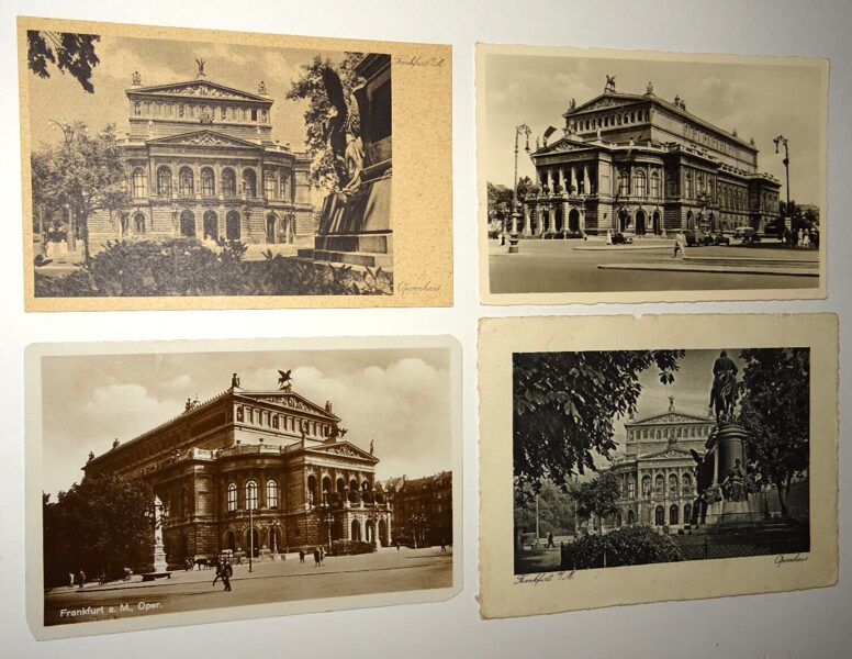 4xAk Postkarte Frankfurt a.M. Ansichtskarte antik Opernplatz Opernhaus Oper