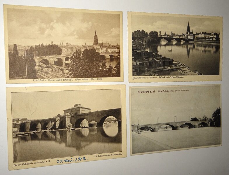 4xAk Postkarte Frankfurt a.M. Ansichtskarte antik Altstadt Alte Brücke