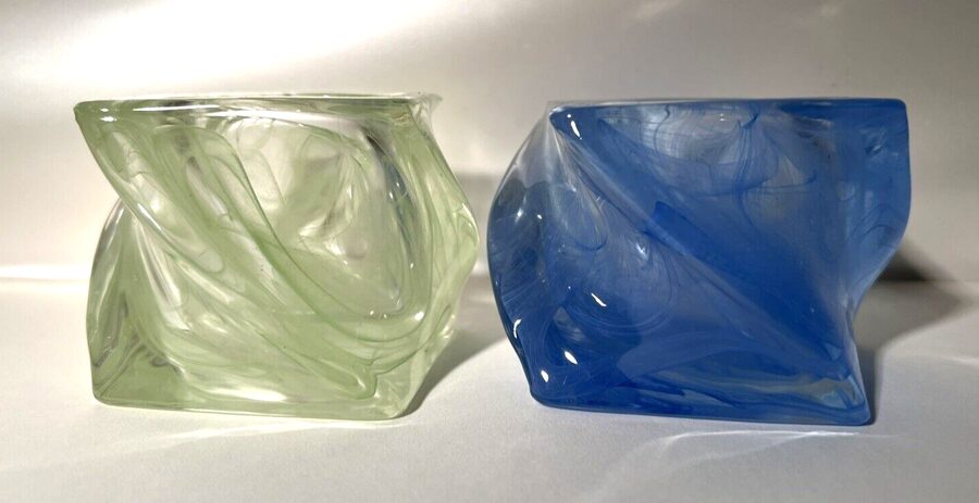 PartyLite Teelichthalter Glas Grün Blau