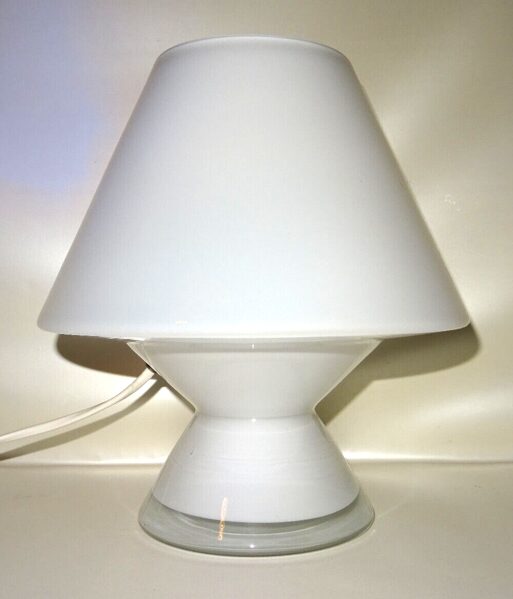 MURANO Glas Lampe Desk Lamp Mushroom Pilz Tischleuchte Design Vintage 70s H:25cm