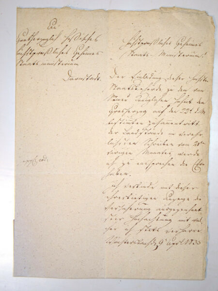 1835 Dokument Urkunde, Handschrift Adel Graf Hessen Landgraf? Isenburg?.