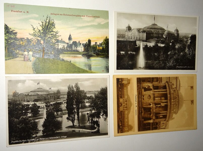 4xAk Postkarte Frankfurt a.M. Ansichtskarte antik Festhalle Hohenzollernplatz