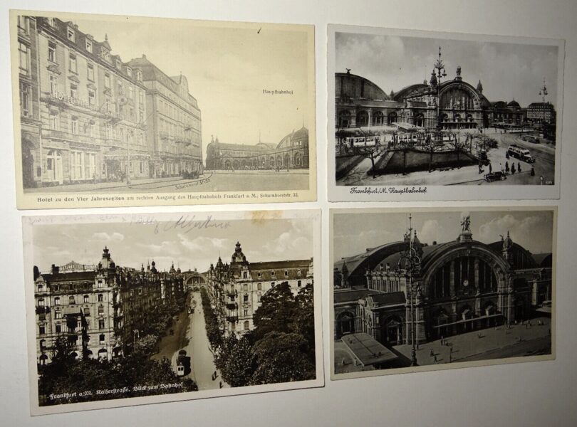 4xAk Postkarte Frankfurt a.M. Ansichtskarte antik Hauptbahnhof Kaiserstraße