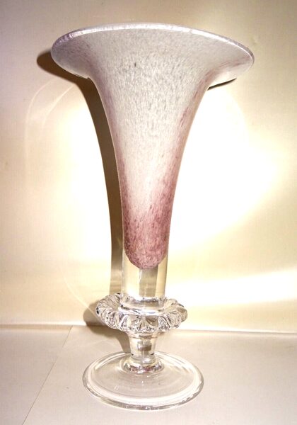 GROSSE KASPAR SINGLE ART schöne Design Glas Bleikristall VASE Handarbeit altrosa