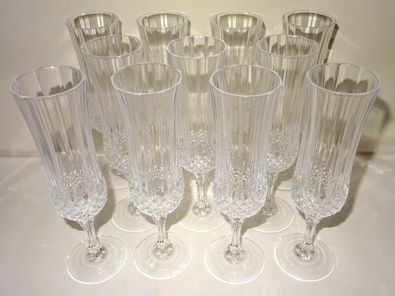 11 Sektgläser Sektflöten Cristal D`arques Longchamp antik Höhe 20,5 cm tip top