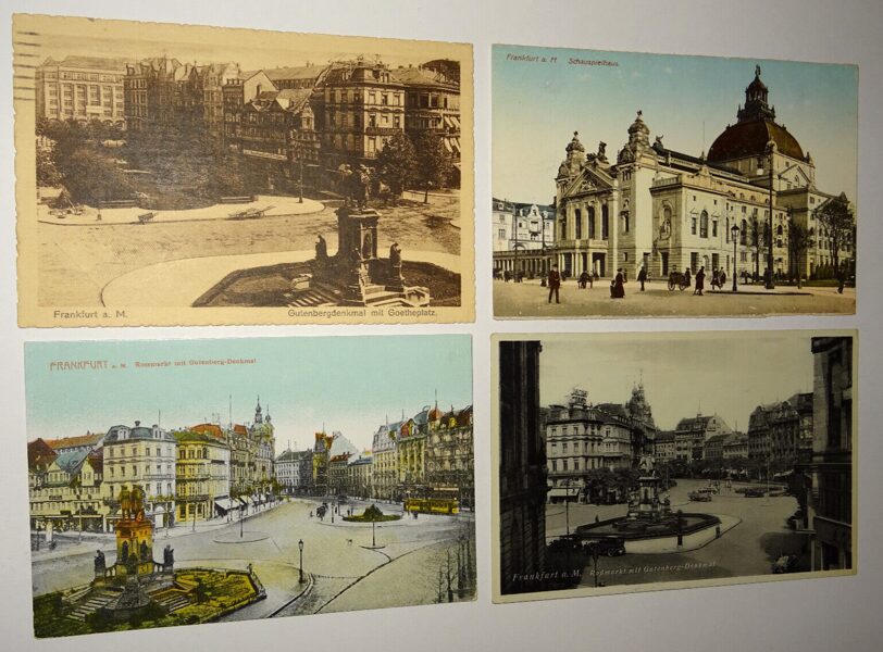 4xAk Postkarte Frankfurt a.M. Ansichtskarte antik Schauspielhaus Rossmarkt